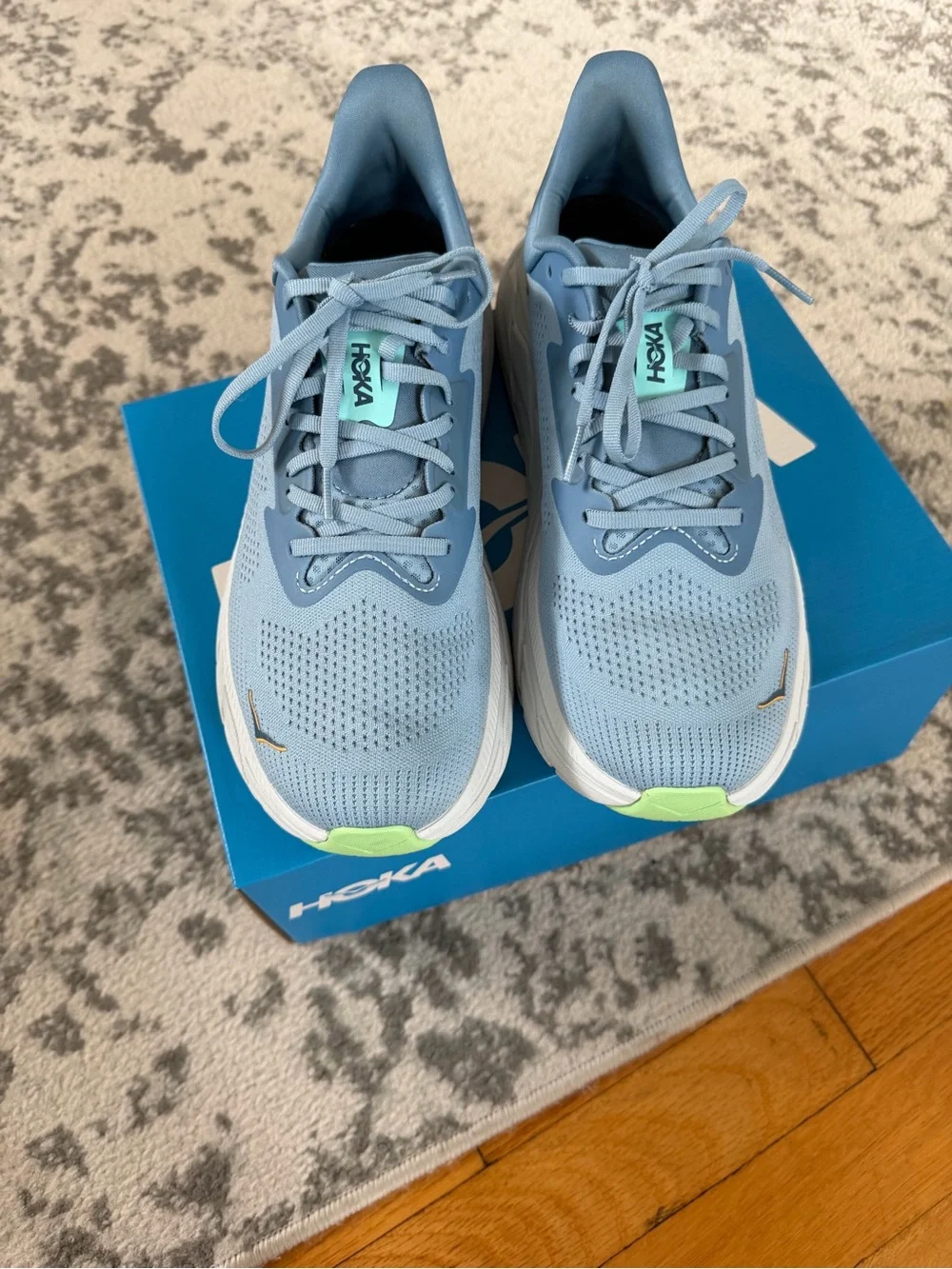 Hoka Men's Athletic Running Shoes in Light Blue with White Soles M ARAHI 7